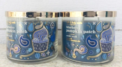 2 BLUEBERRY PUMPKIN PATCH 3-Wick Scented Candle LOT/SET/BUNDLE of 2 - Image 1 of 3