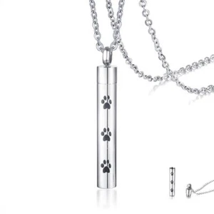 Hund Katze Gedenkanhänger Asche Anhänger Kette Tier Urne Pfote Gedenk-Schmuck - Bild 1 von 4