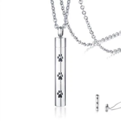 Hund Katze Gedenkanhänger  Asche Anhänger Kette  Tier Urne Pfote  Gedenk-Schmuck - Bild 1 von 4