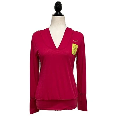 Camisa Reebok Magenta Rosa Tono Fácil Slub Con Capucha Manga Larga Nueva con Etiquetas Pequeña Foto 1 de 4