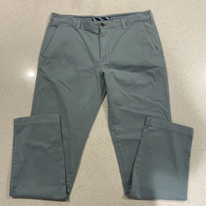 Brook Brothers Chino Pants Mens 35x32 Blue Preppy Classic Flat Front Red Fleece - Picture 1 of 6