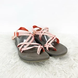 Chaco 10 Women's Pink Cloud X2 Criss Cross Ankle Buckle Strap Flat Casual Sandal - Picture 1 of 18