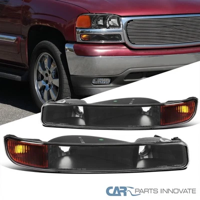 Fits 1999-2006 GMC Sierra 2000-2006 Yukon XL Black Bumper Signal Parking Lights - Image 1 of 4