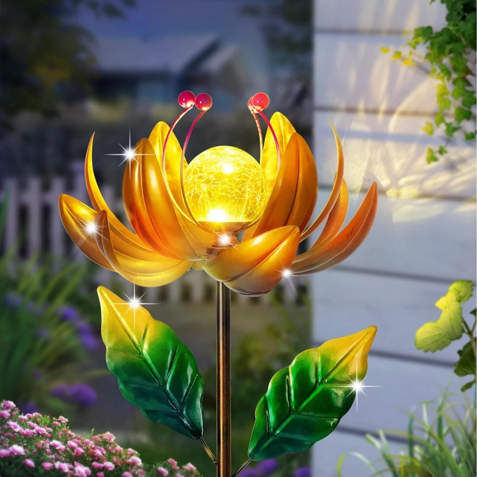 Waterproof Solar Wind Spinner with Crackle Glass Globe for Outdoor Charm - Image 1 of 4