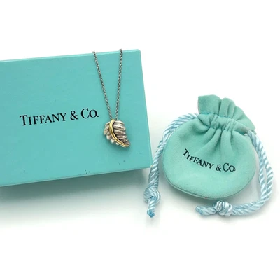 Auth Tiffany & Co. Leaf Necklace SV925+AU K18 3.4g W/Box BA100608 - Image 1 of 4