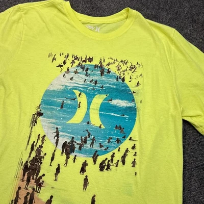 Camiseta Hurley Para Hombre Talla Grande Amarilla Neón Playa Y2K Estilo Surf Camiseta Gráfica Foto 1 de 4