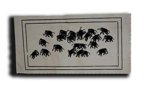 Impresionante pintura en miniatura hecha a mano de caravana de elefantes sobre papel viejo 4,2 x 8,2 pulgadas - Imagen 1 de 3