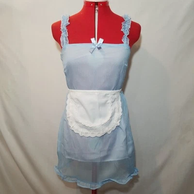 浅蓝色女仆雪纺性感内衣连衣裙带围裙 — 第 1/4 张图片