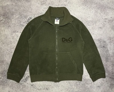 Редкий винтажный Dolce & Gabbana зеленый хаки полный молнии высоты шеи флисовая куртка - Изображение 1 из 4