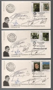 Venezuela: 2001; Scott 1623 set Escriva in 5 FDC signed by authorities EBV751 - Picture 1 of 2