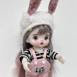 Bambola BJD 1/8 16 cm bambola bambina con set completo vestito cappello scarpe simpatico viso trucco regalo - Foto 1 di 12