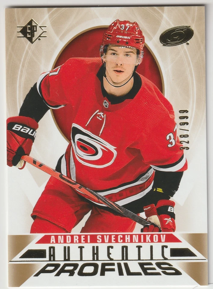 2020-21 SP Andrei Svechnikov Authentic Profiles Gold #AP-2 Hurricanes 328/999 - Image 1 of 1