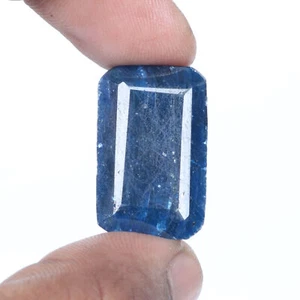 Natural Emerald Cut Blue Sapphire 37 Ct. Faceted Loose Gemstone AXK-376 - Picture 1 of 5