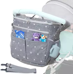 Stroller Organizer Bag Rectangular Removable Bag W/ Spacious Pockets Grey Oxford - Picture 1 of 1