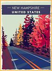 New Hampshire United States Autumn Retro Travel Advertisement Art Poster Print