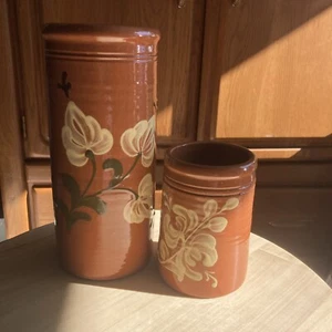 2 Greenfield Village Studio Art Redware Vase B.R.VAN BENS CHOTEN & S. Bailey - Picture 1 of 8