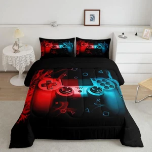 Gamer Comforter Set Full Size Boys Gaming Bedding for Kids Teens 3 Pcs - Picture 1 of 5