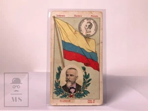 Antique Imperial Chocolate Card Ecuador Flag, Coin & President Eloy Alfaro - Picture 1 of 2