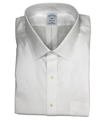 Brooks Brothers Regular Sin Planchar Todo Algodón 18-36/37 Cuello Ainsley Blanco Sólido Foto 1 de 4