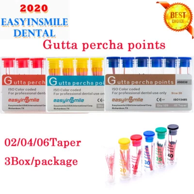 Dental Gutta Percha Points Endodontic Root Canal Taper 02/04/06 3Box #15-40# USA - Image 1 of 4
