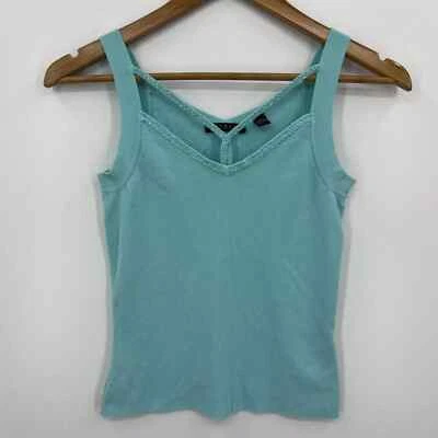 Camiseta sin mangas Cyrus para mujer talla S azul Y2K punto acanalado acento deslumbrante sin mangas Foto 1 de 4