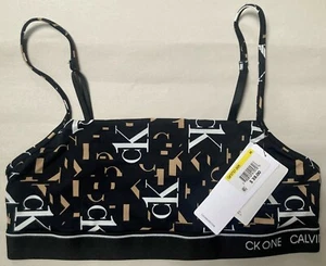 NWT CALVIN KLEIN CK ONE UNLINED SIGNATURE BRALETTE BLACK BRA QF5737 MEDIUM $28 - Picture 1 of 2