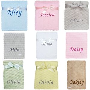 Baby Girl Boy Personalised Blanket Embroidered Name Many Colours