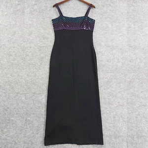 St. John Evening by Marie Gray Sz 10 Black Santana Knit Embellished Maxi Dress - Picture 1 of 14