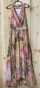 New London Times Women's Dress Size 12 Peach Mult Geometric Pattern - Picture 1 of 4