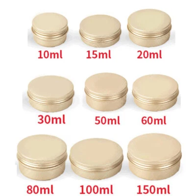 5ml-200ml Metal Tin Can Box Container Mini Portable Small Storage Container Gold - Image 1 of 4