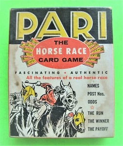 1959 "PARI" COMPLETE HORSE RACE CARD / BETTING GAME IN BOX w/ MONEY Xlnt - Picture 1 of 9