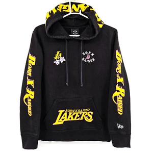 Born X Raised New Era Los Angeles LA Lakers Hoodie Sweatshirt Men's Medium Black - Picture 1 of 7