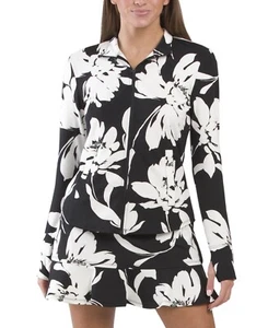 NWT Tommy Bahama Full Zip Jacket XS S M L Black White Floral Pockets G4 - Picture 1 of 13