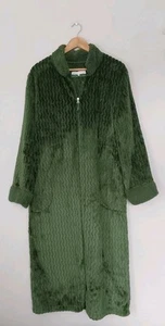 Carole Hochman Silky Plush Zip Robe. In Olive Size Medium Chest 44" BNWOT QVC. - Picture 1 of 3