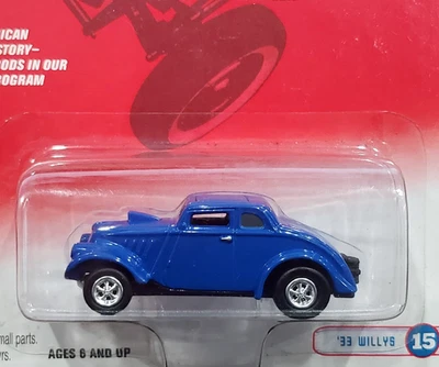 Johnny Lightning 33 1933 Willys Retro Rods Hot Rod Collectible Car w/RRs Blue - Image 1 of 2