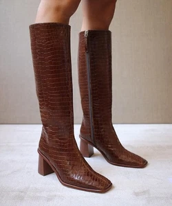 Alohas East Croco braune Lederstiefel für Damen US 8,5 - Bild 1 von 19