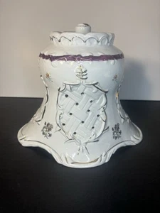VTG Victorian Style Porcelain Lamp Shade 7.5” Tall Foral Design Gold Accents - Picture 1 of 8