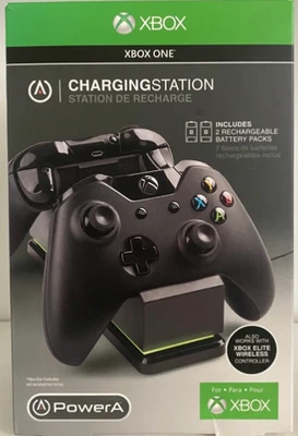 POWER A XBOX ESTACIÓN BASE DE CARGA NEGRA CON 2 BATERÍAS Controlador Cargador Set Foto 1 de 3