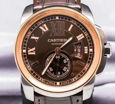 Cartier Calibre de Cartier Rose Gold $11K MSRP Chocolate Dial Two-Tone W7100051 - Image 1 of 4