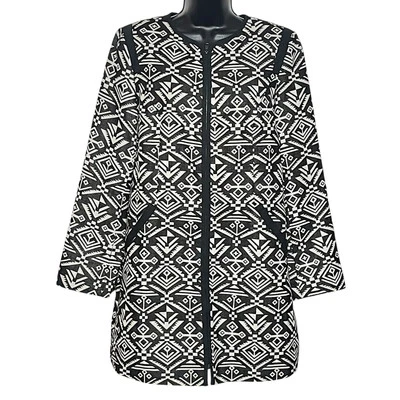 CHAQUETA ABRIGO BOHO AZTECA WESTERN USADA EN EXCELENTE ESTADO 8 DENNIS BY DENNIS BASSO BLANCO Y NEGRO CREMALLERA Foto 1 de 4