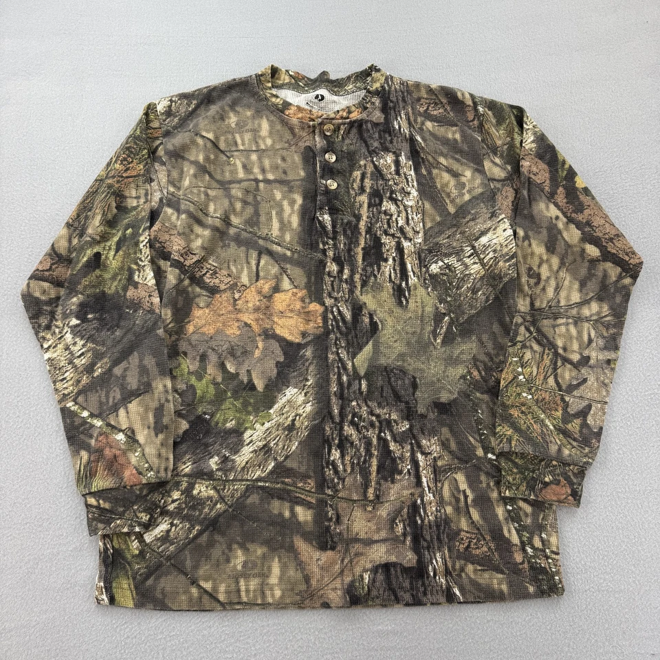 Camisa Mossy Oak Para Hombres Grande Camuflada Manga Larga Botón Henley Caza Aire Libre Foto 1 de 4