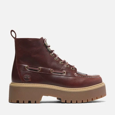 Timberland Mujer Stone Street Plataforma Kiltie Bota de Cuero Rojo Oscuro - Imagen 1 de 4