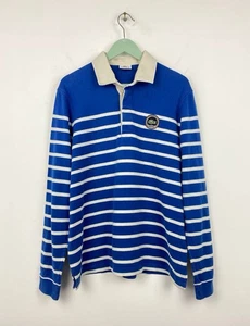 Lacoste Polo Langarm Rugby Shirt Baumwolle weiß gestreift Größe M Herren blau - Bild 1 von 9