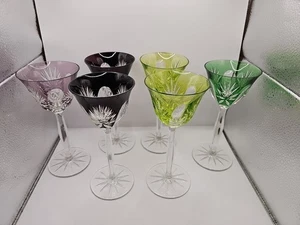 Böhmischer Schliff auf klarem Kristall mehrfarbiger Weinkelch/Glas - Bild 1 von 20