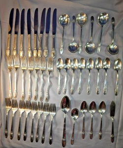 1847 Rogers Bros First Love Silverplate Flatware Set of 6 place setting + Extra - Picture 1 of 10