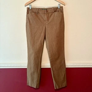 Lauren Ralph Lauren Houndstooth Plaid Pants Women’s 8 Brown Slim Ankle Cropped - Picture 1 of 7