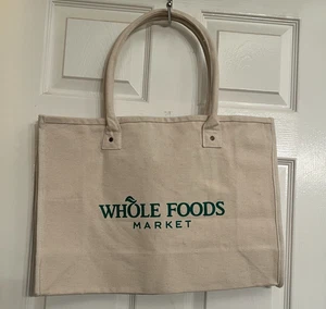 Whole Foods Market wiederverwendbare Canvas-Einkaufstasche Beuteltasche Doppelgriff 19" x 13" - Bild 1 von 8