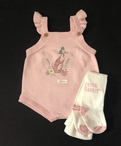 Baby Girls All In One Pink Romper Playsuit with Matching Tights 0/3 Months - Picture 1 of 1