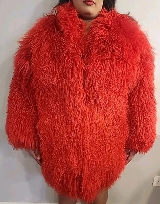 ULTRA RARO ABRIGO DE PIEL PERSONALIZADO DE CORDERO TIBETANO SUPER SHAG 100% 4" TALLA M Foto 1 de 4