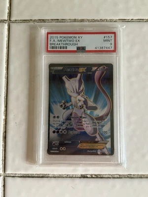 PSA 9 MINT Mewtwo EX 157/162 XY Breakthrough 2015 Pokemon Card Full Art Holo MEW - Image 1 of 2